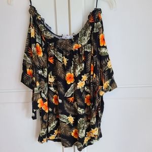 DEX Floral Medium Off the Sholder Top